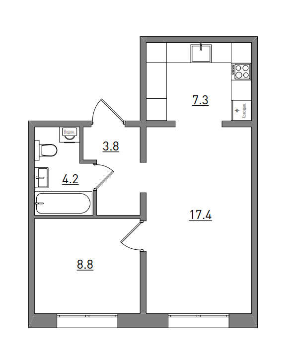 планировка квартиры 42 м2